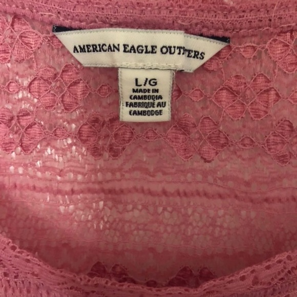 American Eagle pink lace tee - Picture 2 of 4